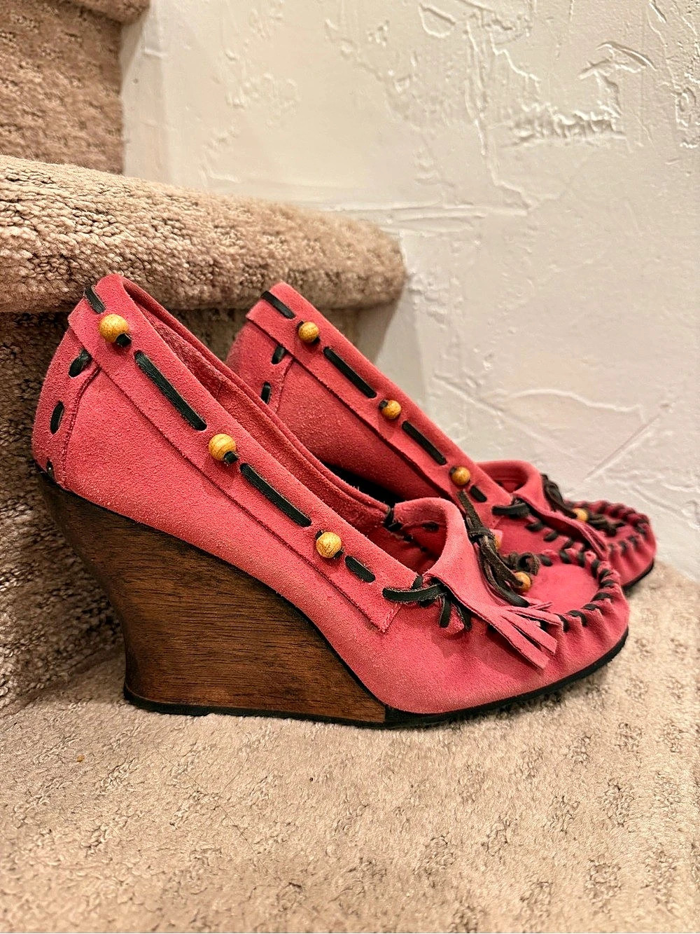Sam Edelman Angelina Wedge Moccasin Pink & Brown Shoes